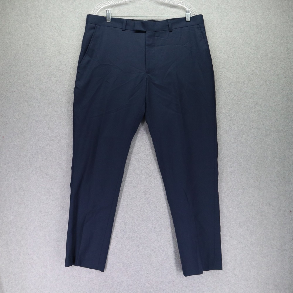 Kenneth Cole Pants Mens‎ 36x30 Wool Blend Dress Suit Formal Flat Front Blue